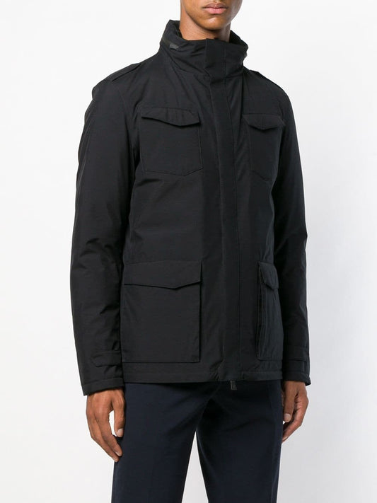 Herno Sleek Black Polyester Hooded Jacket