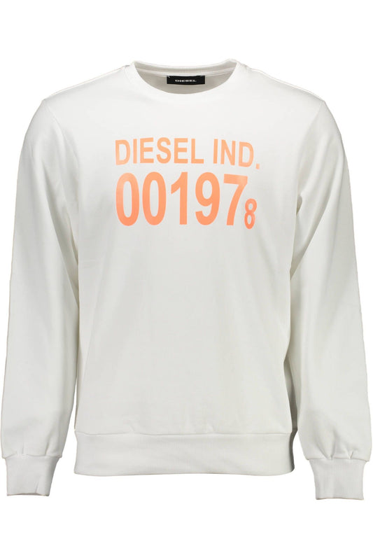 Diesel Elevated White Cotton Sweatshirt with Logo Print