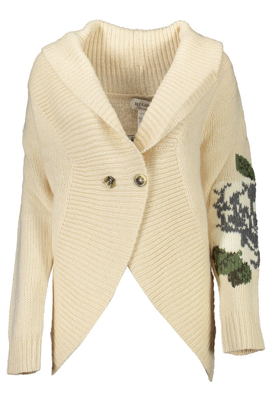 Blugirl Chic Beige Embroidered Wool Cardigan