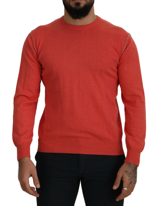 Eleventy Elegant Orange Crewneck Pullover Sweater