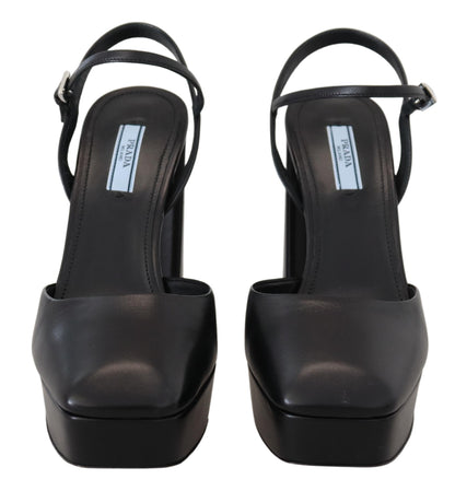 Prada Chic Black Leather Platform Sandals