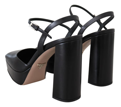 Prada Chic Black Leather Platform Sandals