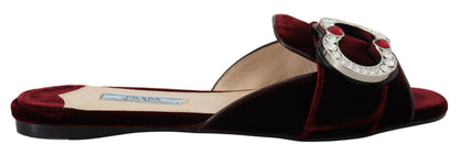 Prada Elegant Bordeaux Velvet Flats