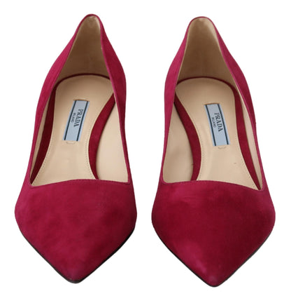 Prada Elegant Dark Pink Suede Heels Pumps