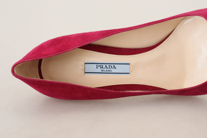 Prada Elegant Dark Pink Suede Heels Pumps