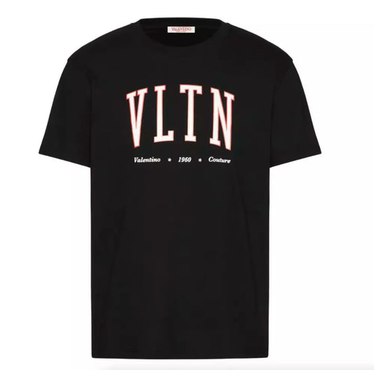 Valentino Elegant VLTN Crewneck Cotton T-Shirt in Black