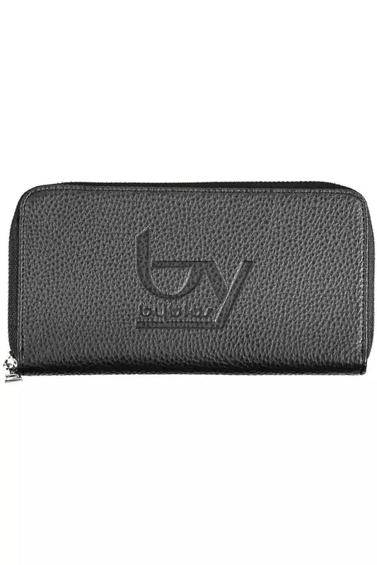 BYBLOS Sleek Black Tri-Compartment Wallet with Coin Purse