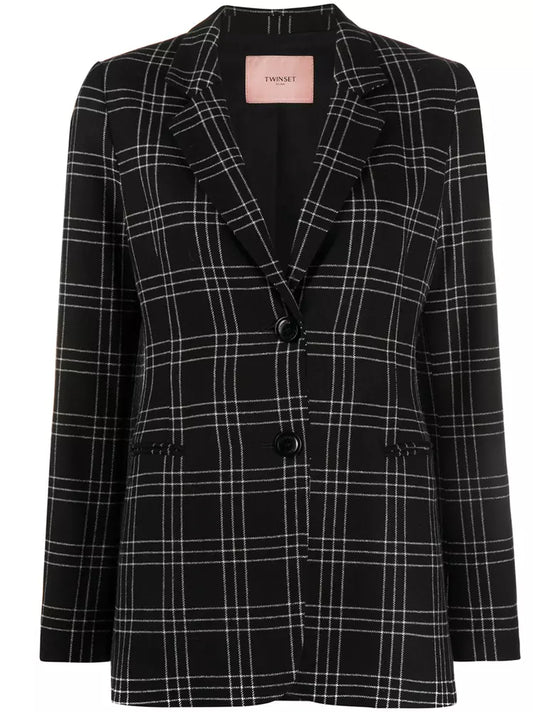 Twinset Elegant Checked Blazer Jacket