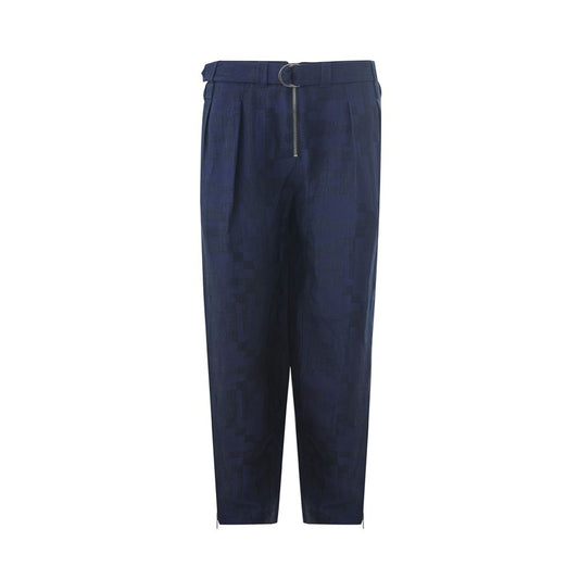 Emporio Armani Elegant Blue Linen Trousers for Men