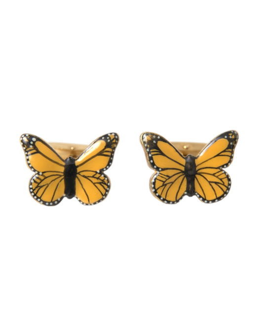 Dolce & Gabbana Gold Tone Brass Butterfly Enamel Men Cufflink