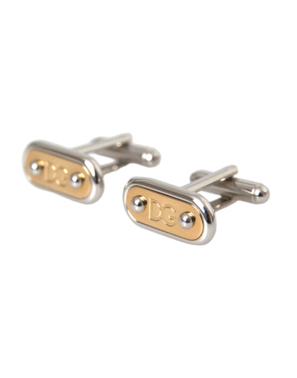 Dolce & Gabbana Silver Gold Plated Metal Brass Pin Cufflinks