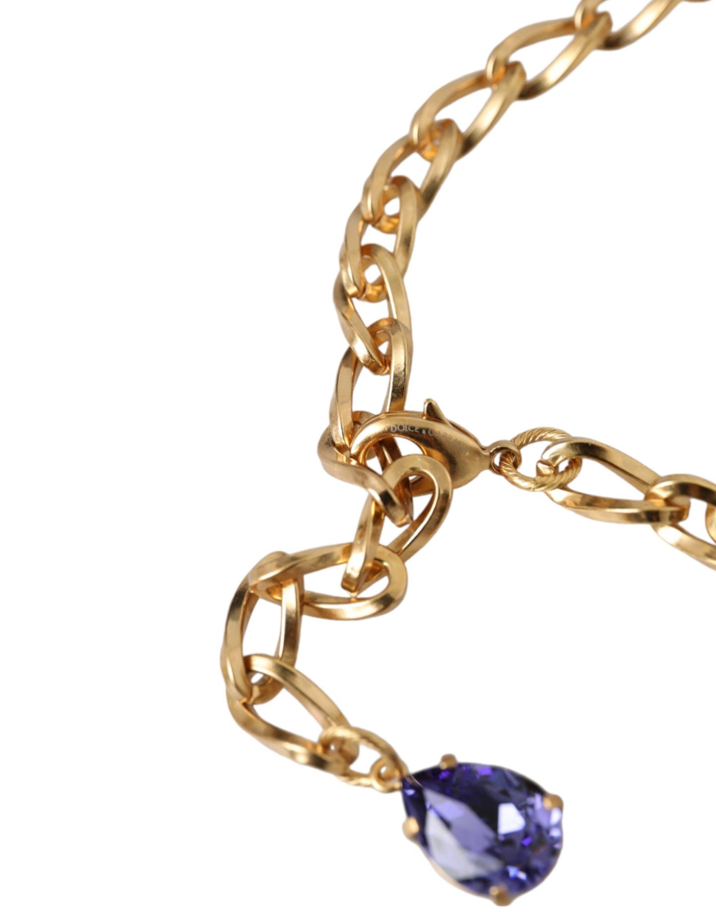 Dolce & Gabbana Gold Brass Crystal Purple Pink Pearl Pendants Necklace