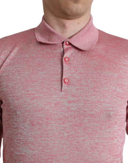 Dolce & Gabbana Pink Polyester Collared Men Pullover Sweater