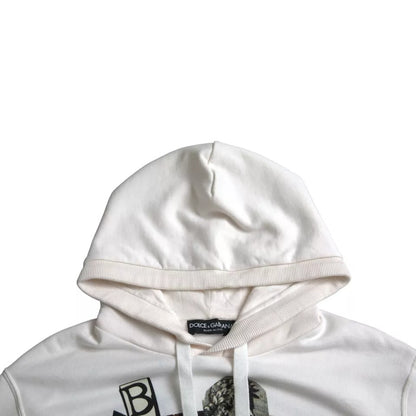 Dolce & Gabbana White Caesar Cotton Hooded Pullover Sweater