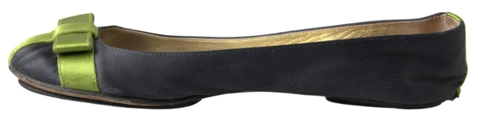 Dolce & Gabbana Black Green Loafers Ballerina Flats Shoes