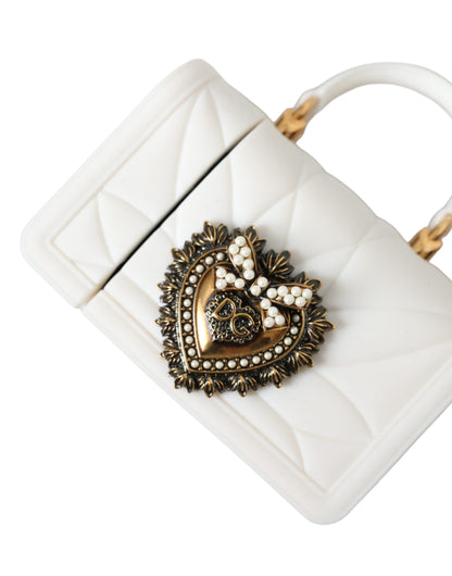 Dolce & Gabbana White Silicone Devotion Heart Cover Hand Bag Airpod Case