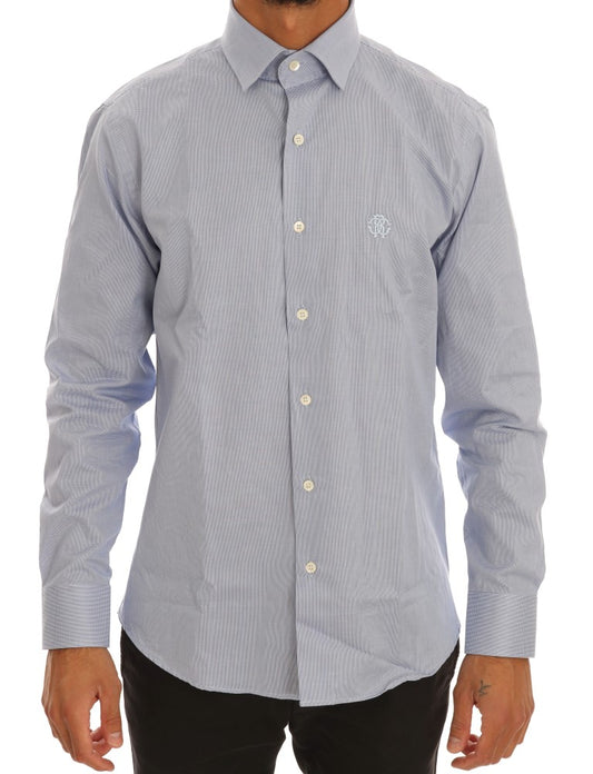 Cavalli Elegant Blue Checkered Formal Dress Shirt