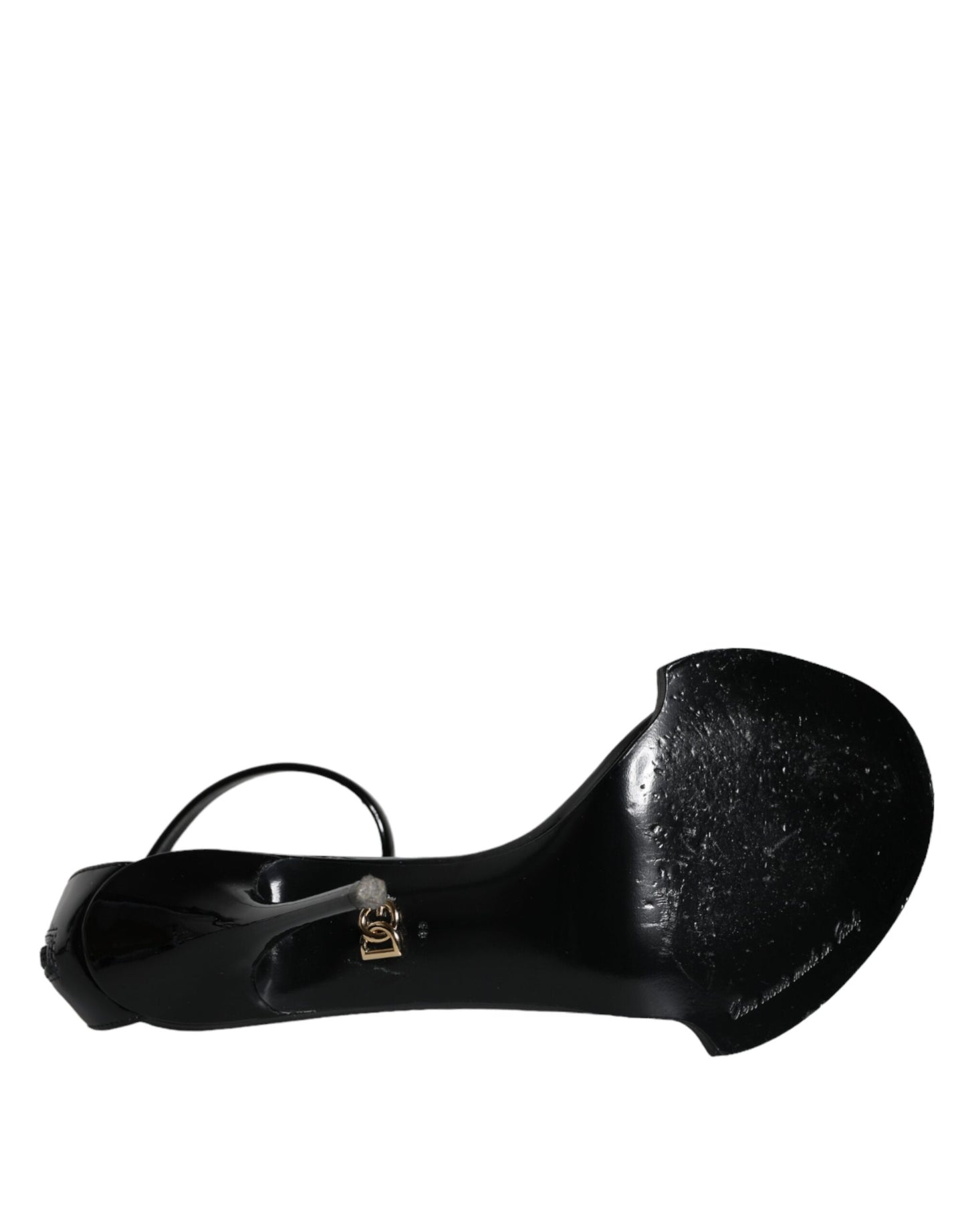 Dolce & Gabbana Black Keira Leather Faux Pearl Sandals Heels Shoes